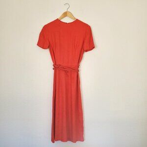 Vintage Red Wiggle Dress in Linen Blend Red Dress